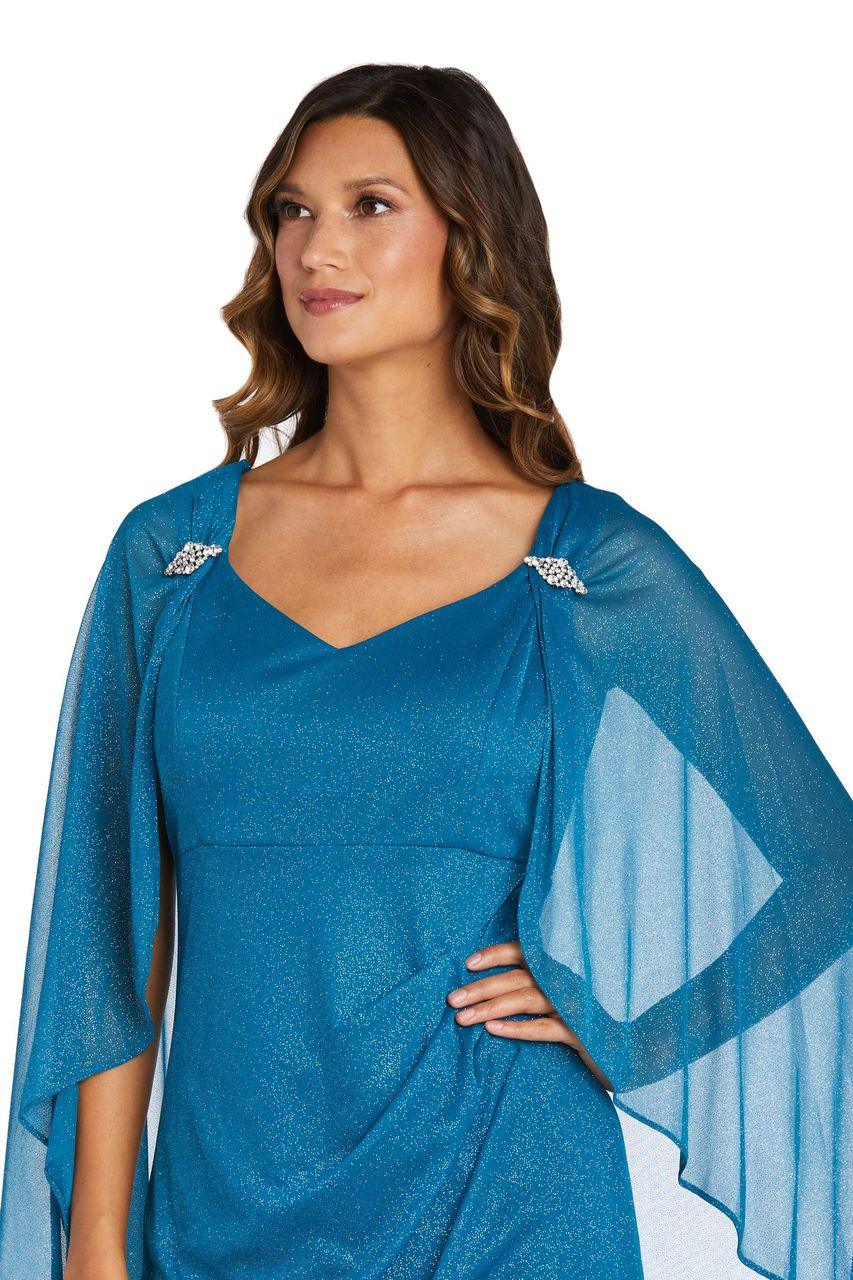 R&M Richards Long Formal Petite Cape Dress 2384P - The Dress Outlet