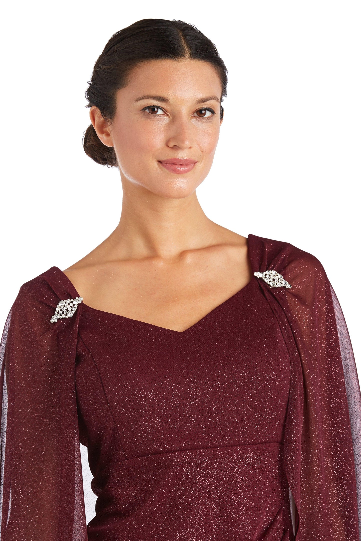 R&M Richards Long Formal Petite Cape Dress 2384P - The Dress Outlet