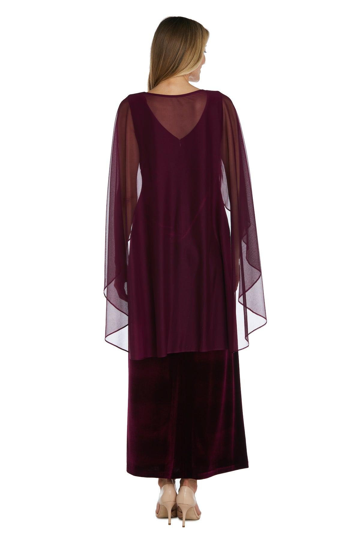 R&M Richards Long Formal Petite Cape Dress 2668P - The Dress Outlet