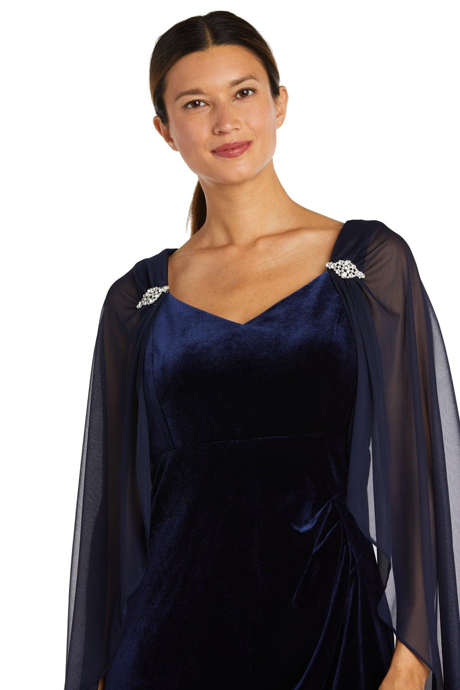 R&M Richards Long Formal Petite Cape Dress 2668P - The Dress Outlet