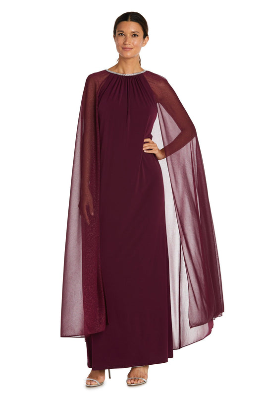 R&M Richards Long Formal Petite Cape Dress Sale - The Dress Outlet