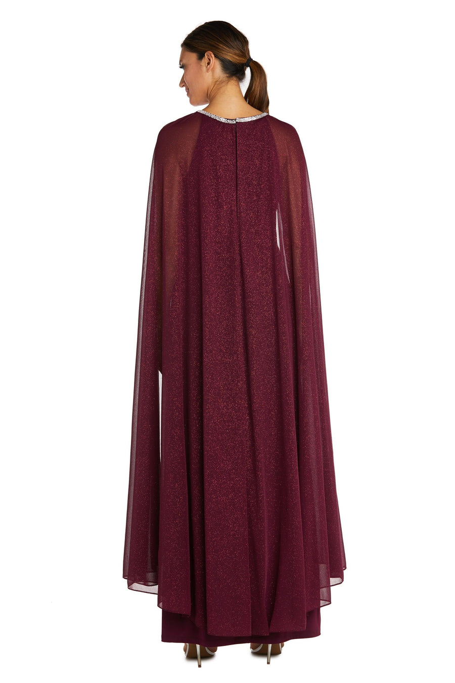 R&M Richards Long Formal Petite Cape Dress Sale - The Dress Outlet