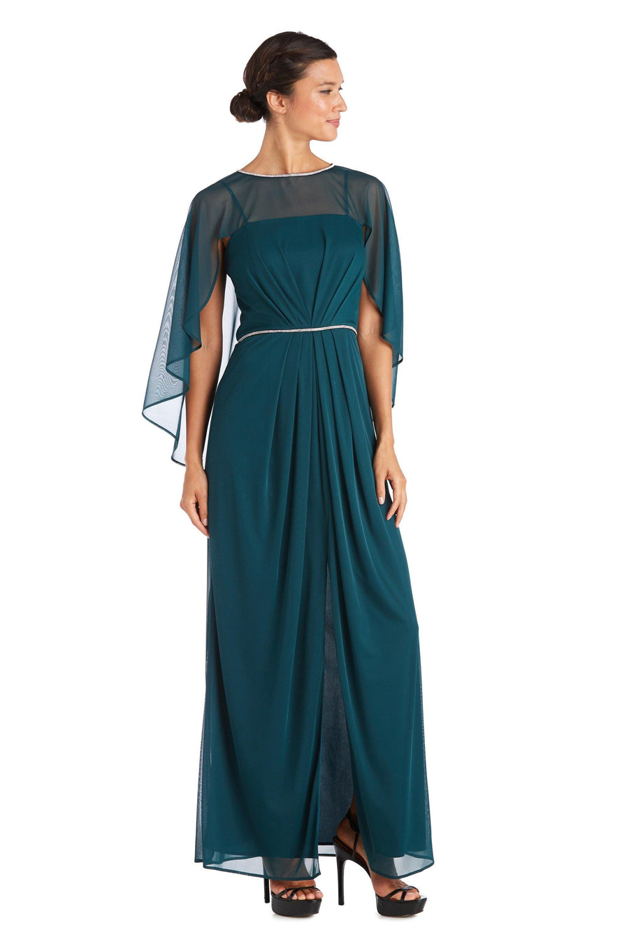 R&M Richards Long Formal Petite Chiffon Dress 2461P - The Dress Outlet