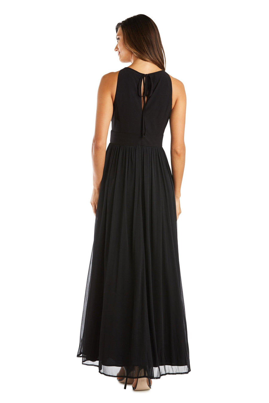 R&M Richards Long Formal Petite Halter Dress 5405P - The Dress Outlet