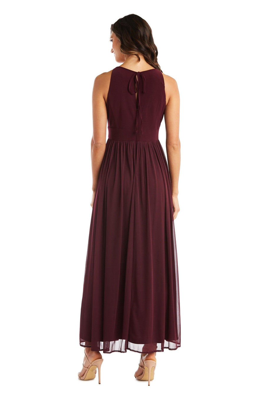 R&M Richards Long Formal Petite Halter Dress 5405P - The Dress Outlet