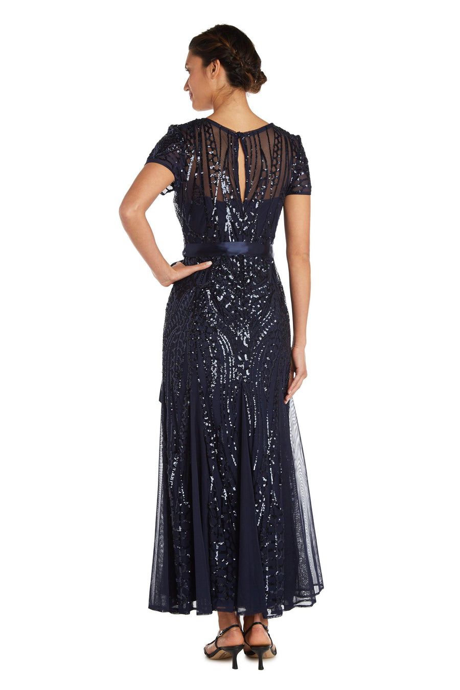 Mother of the Bride Dresses Long Formal Petite Sequins Dress Navy