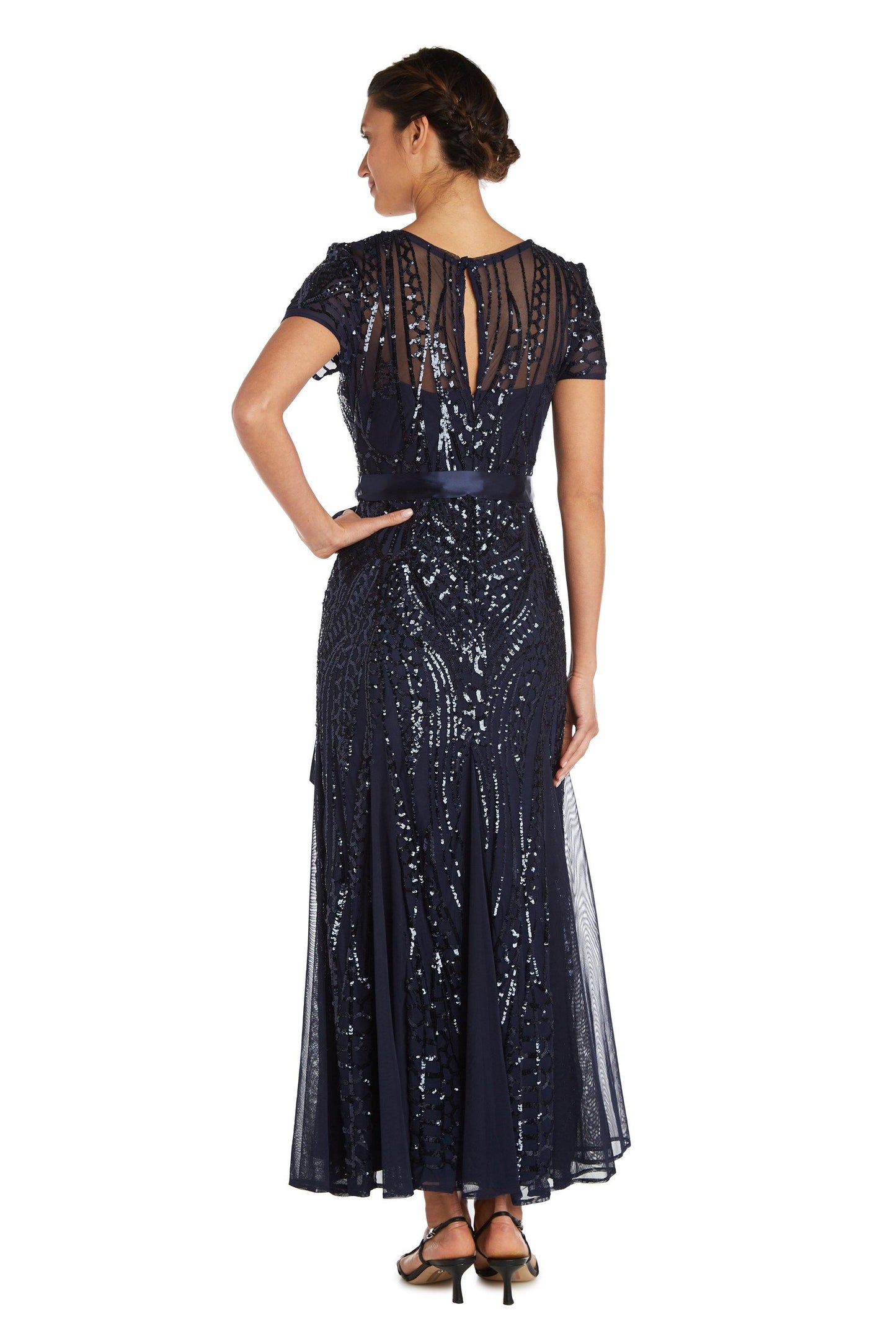 Mother of the Bride Dresses Long Formal Petite Sequins Dress Navy