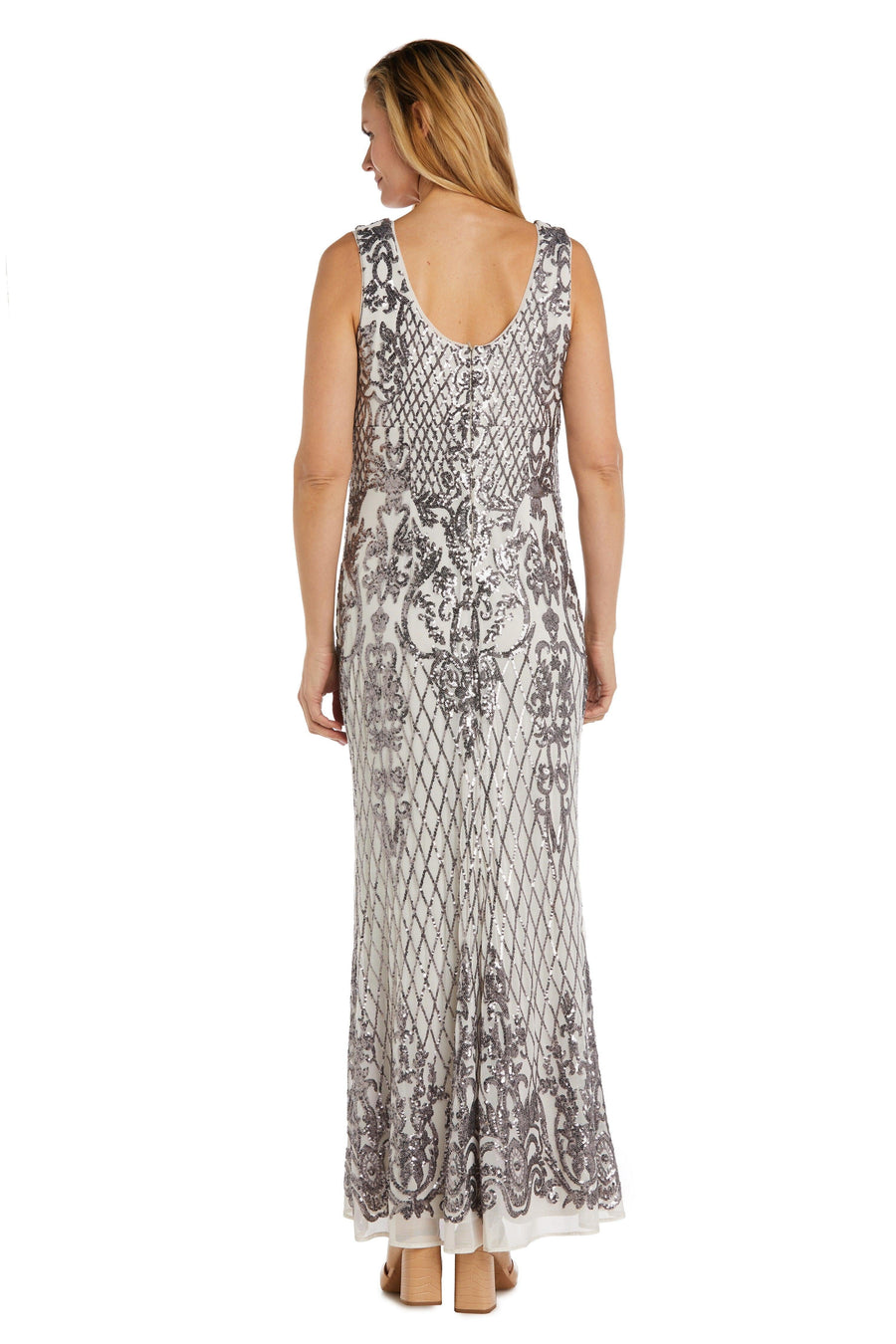 R&M Richards Long Formal Petite Sequins Dress 3895P - The Dress Outlet