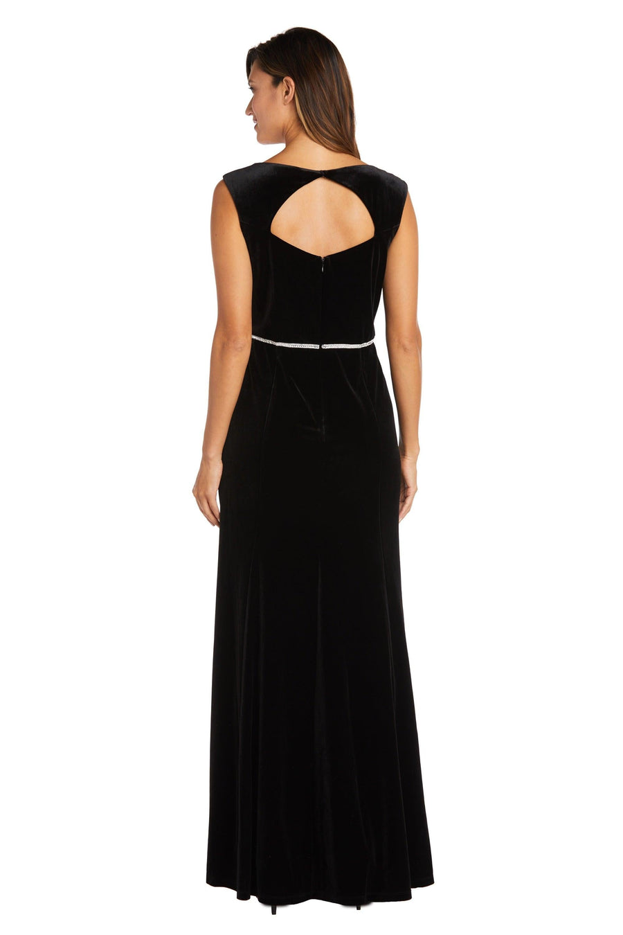 R&M Richards Long Formal Velvet Dress 7572 - The Dress Outlet
