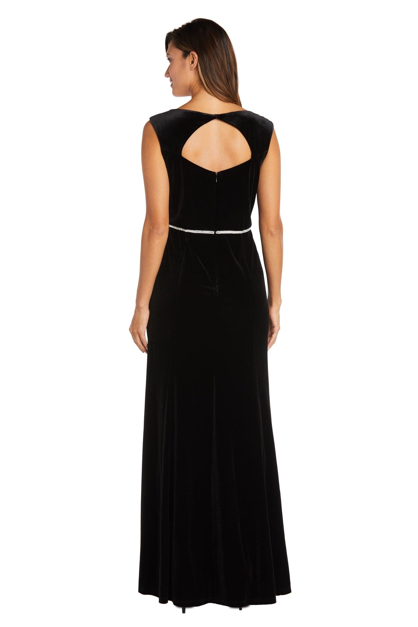 R&M Richards Long Formal Velvet Dress 7572 - The Dress Outlet