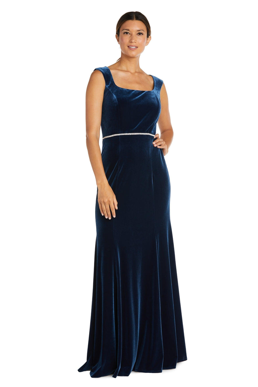R&M Richards Long Formal Velvet Dress 7572 - The Dress Outlet