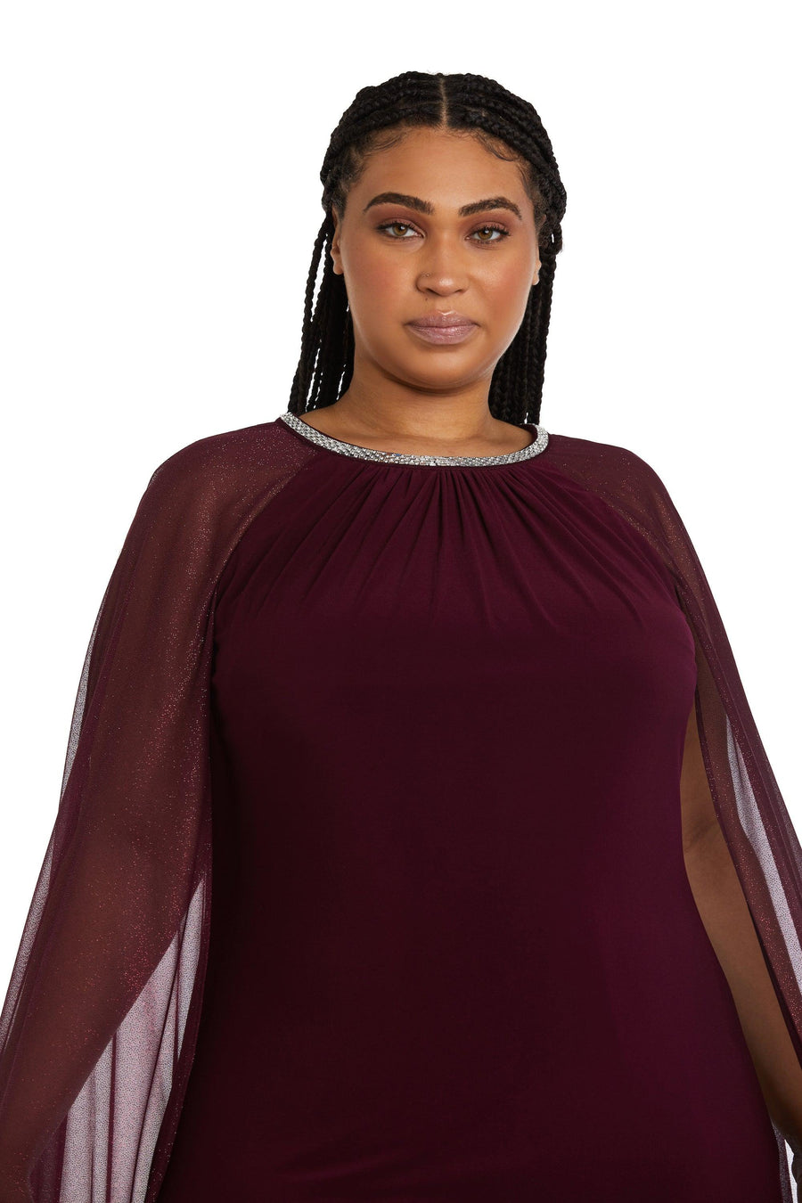 R&M Richards Long Plus Size Formal Cape Dress 2662W - The Dress Outlet