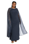 R&M Richards Long Plus Size Formal Cape Dress 2662W - The Dress Outlet