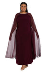 R&M Richards Long Plus Size Formal Cape Dress 2662W - The Dress Outlet