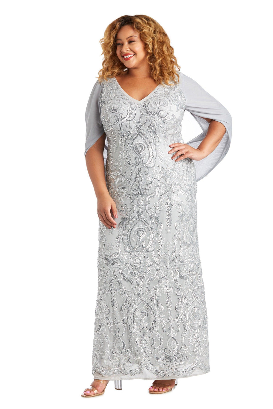 R&M Richards Long Plus Size Formal Dress 5909W - The Dress Outlet
