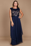 R&M Richards Long Plus Size Formal Dress Navy