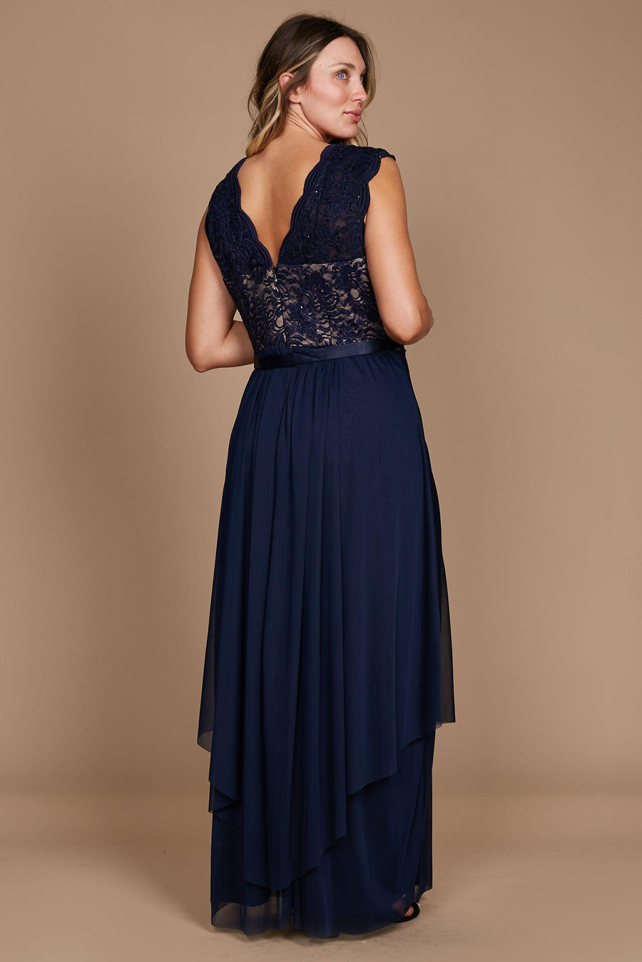 R&M Richards Long Plus Size Formal Dress Navy