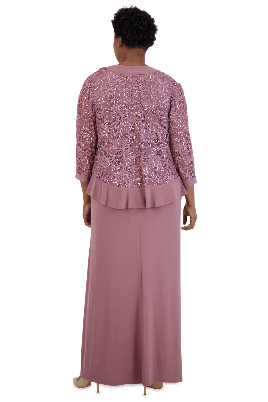 R&M Richards Long Plus Size Formal Jacket Gown 3785W - The Dress Outlet