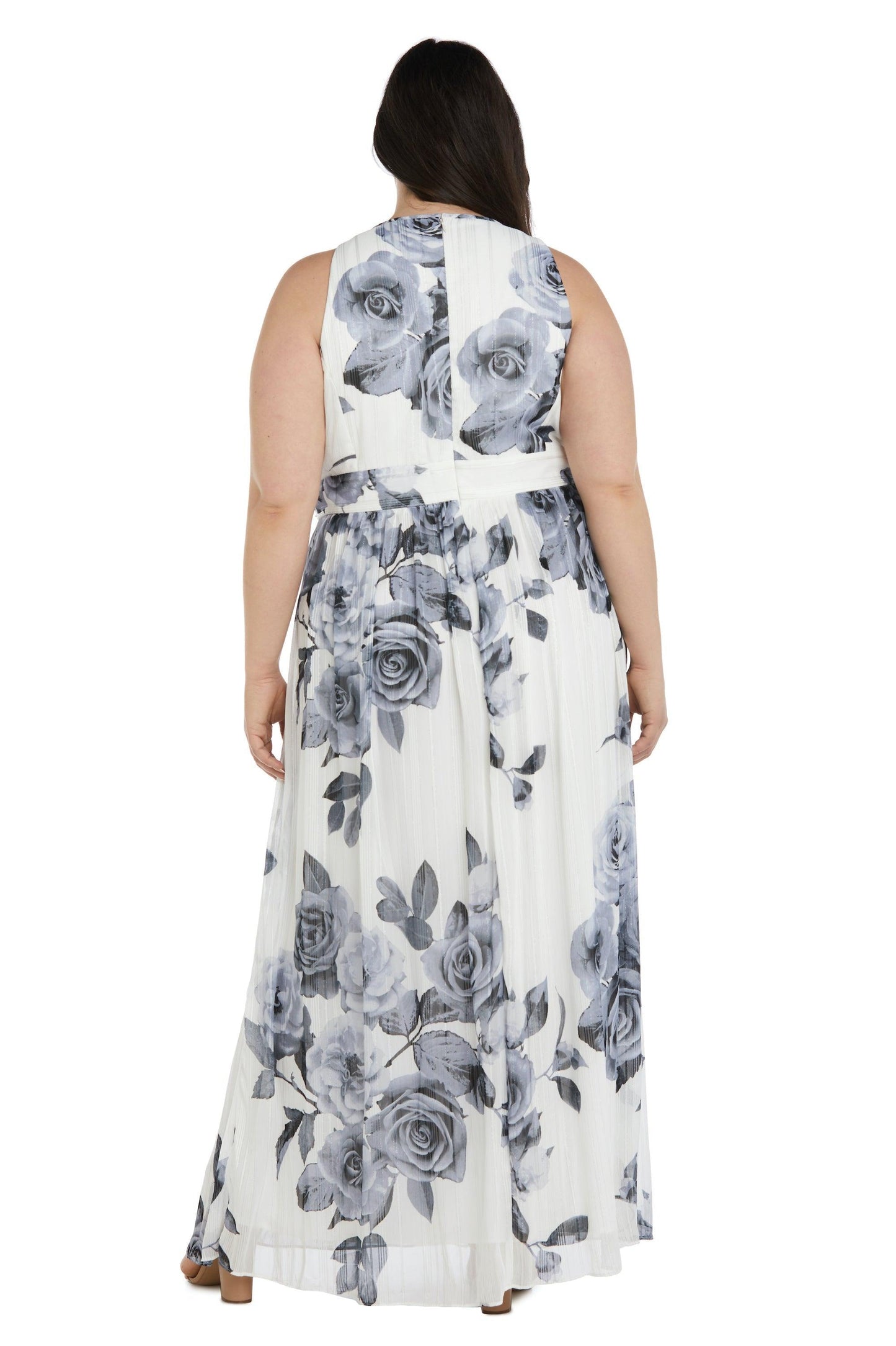 R&M Richards Long Plus Size Halter Print Gown Sale 7045W - The Dress Outlet
