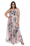 R&M Richards Long Plus Size Halter Print Gown Sale 7045W - The Dress Outlet