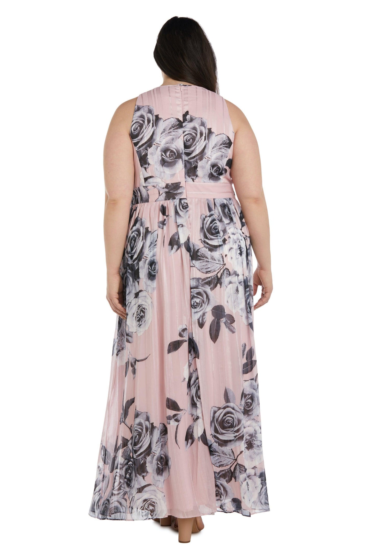 R&M Richards Long Plus Size Halter Print Gown Sale 7045W - The Dress Outlet