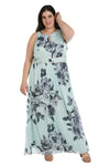 R&M Richards Long Plus Size Halter Print Gown Sale 7045W - The Dress Outlet