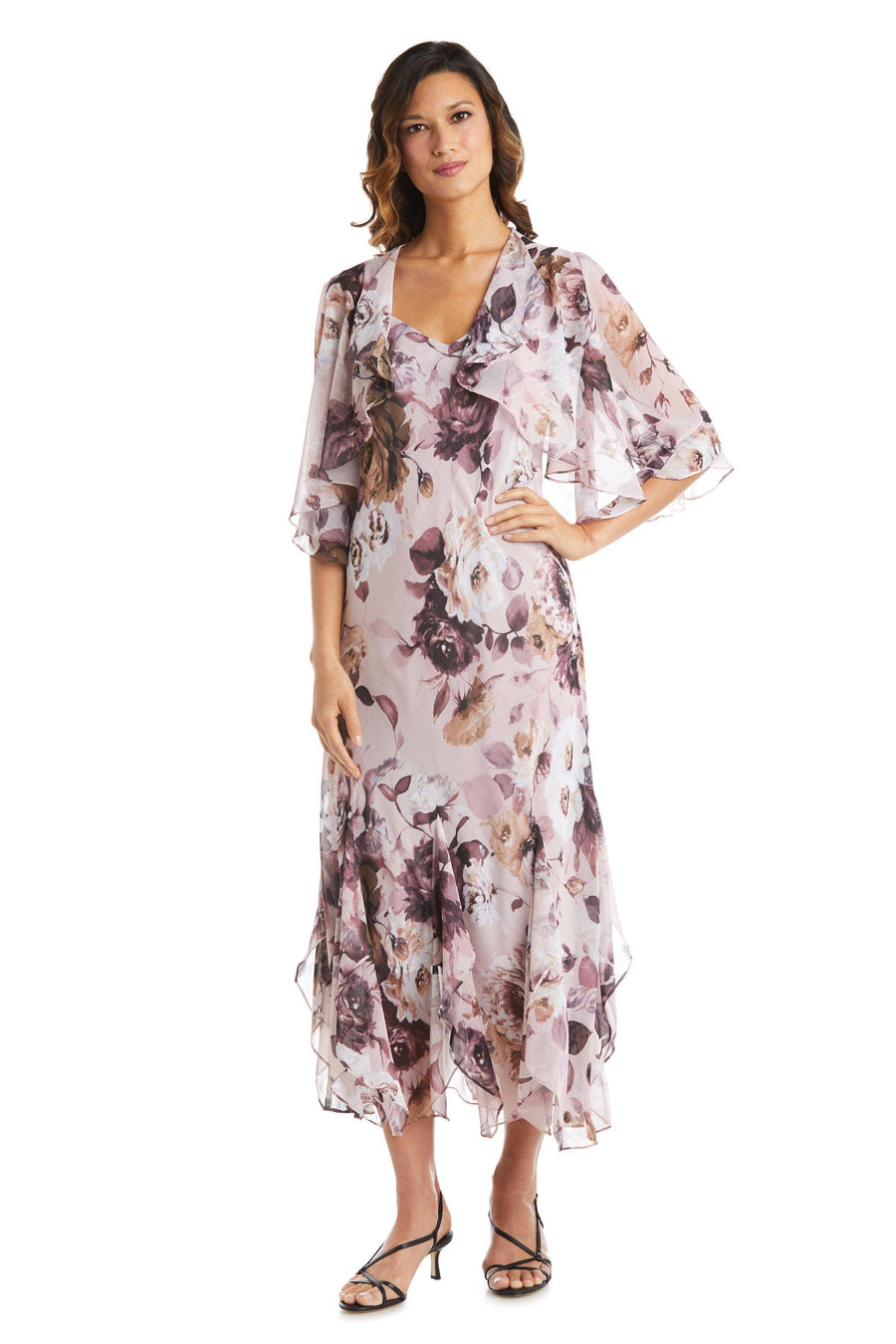 R&M Richards Long Two Piece Floral Jacket Dress 7915 - The Dress Outlet