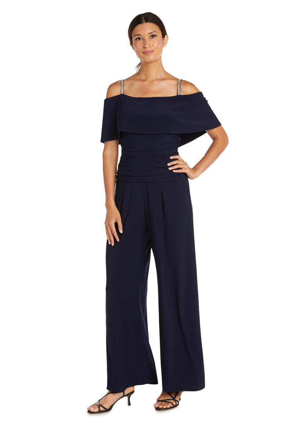 R&M Richards Petite Off Shoulder Jumpsuit Sale - The Dress Outlet
