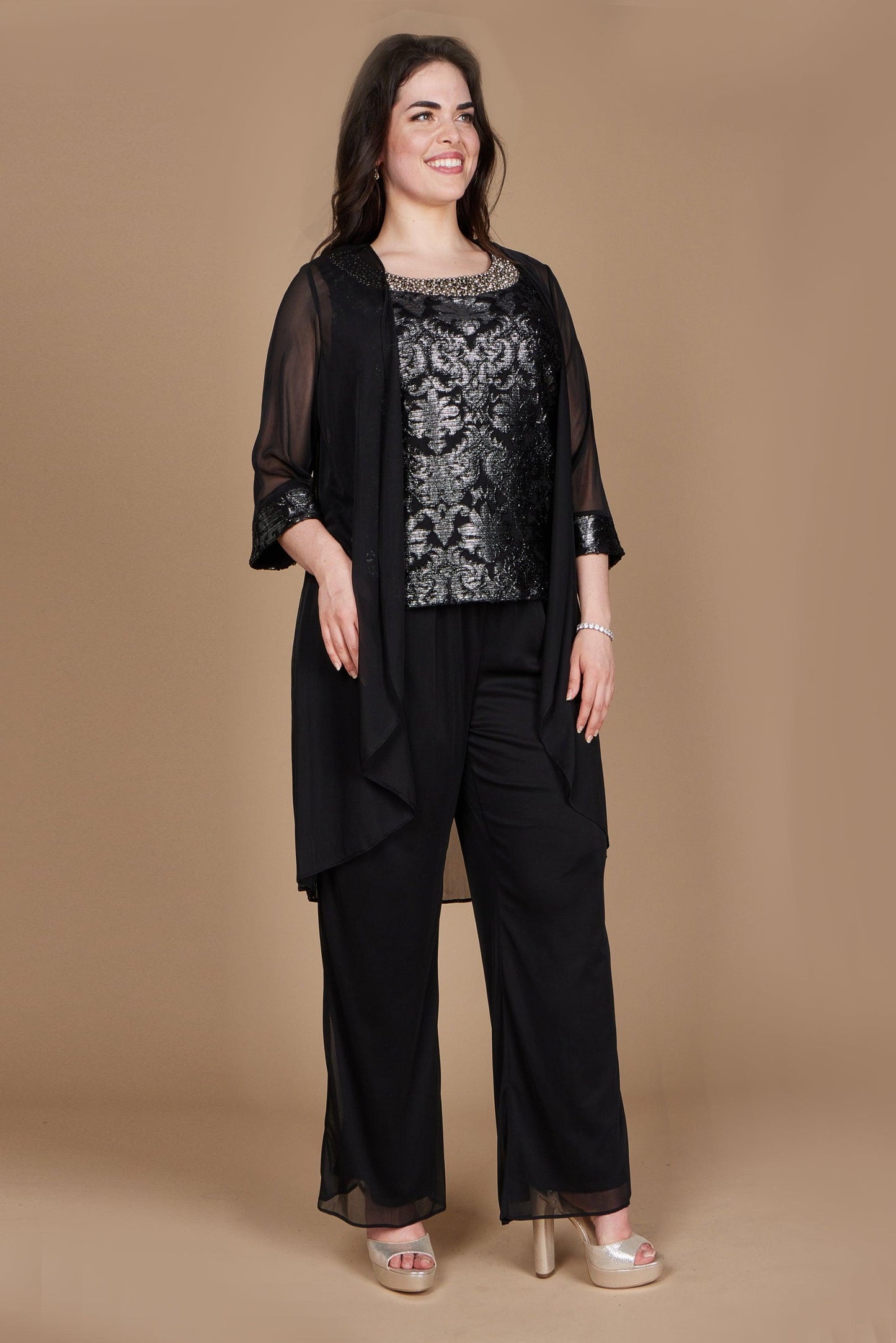 R&M Richards Plus Size Formal Duster Pant Set 7676W - The Dress Outlet
