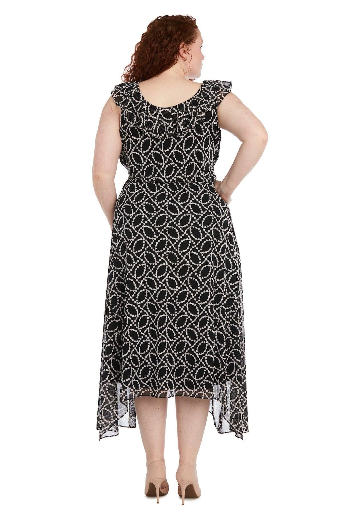 R&M Richards Plus Size High Low Ruffle Dress 9364W - The Dress Outlet