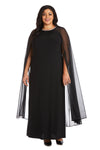 R&M Richards Plus Size Long Formal Cape Gown 2487W Sale - The Dress Outlet