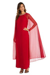 R&M Richards Plus Size Long Formal Cape Gown 2487W Sale - The Dress Outlet