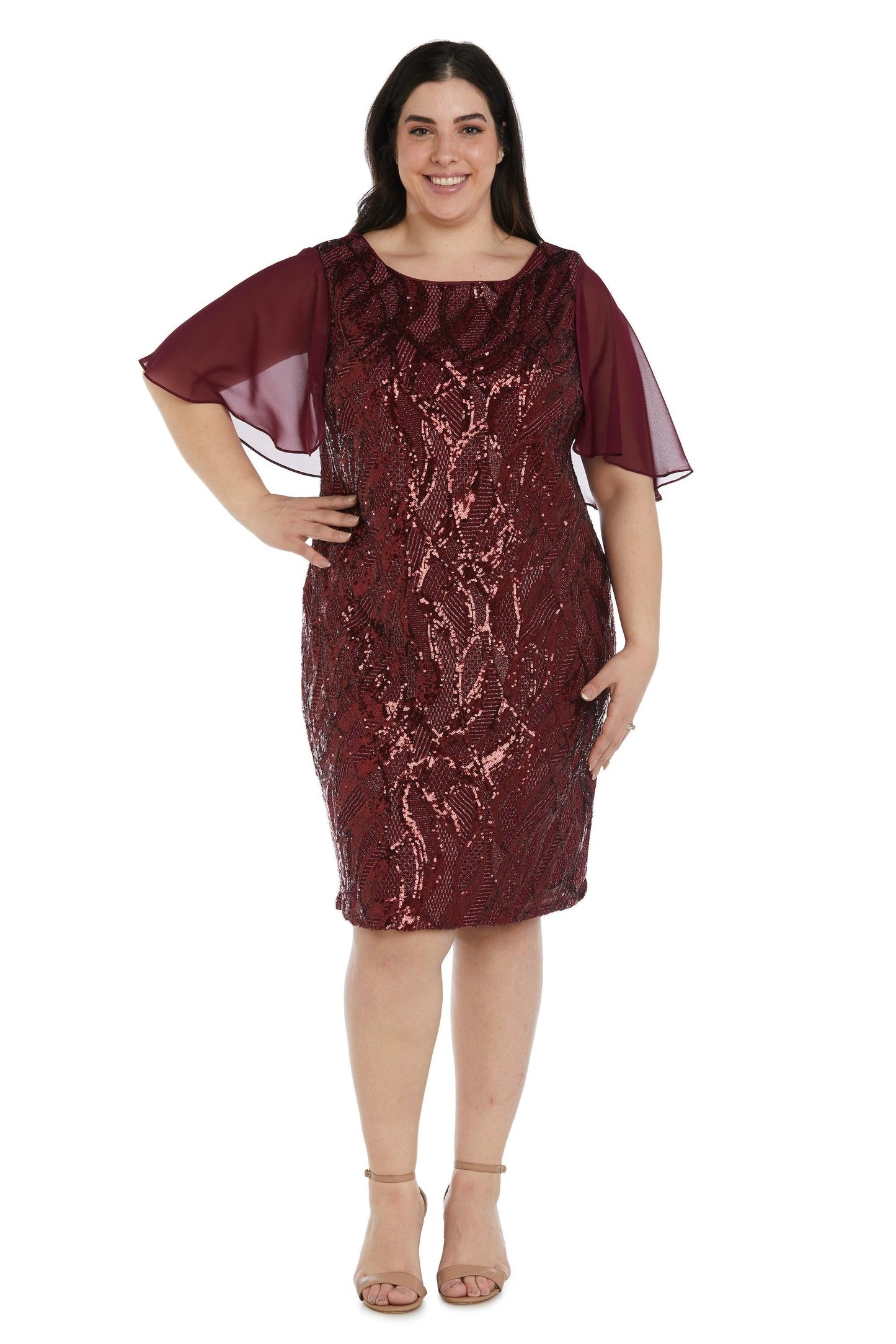R&M Richards Plus Size Short Capelet Dress 7531W - The Dress Outlet