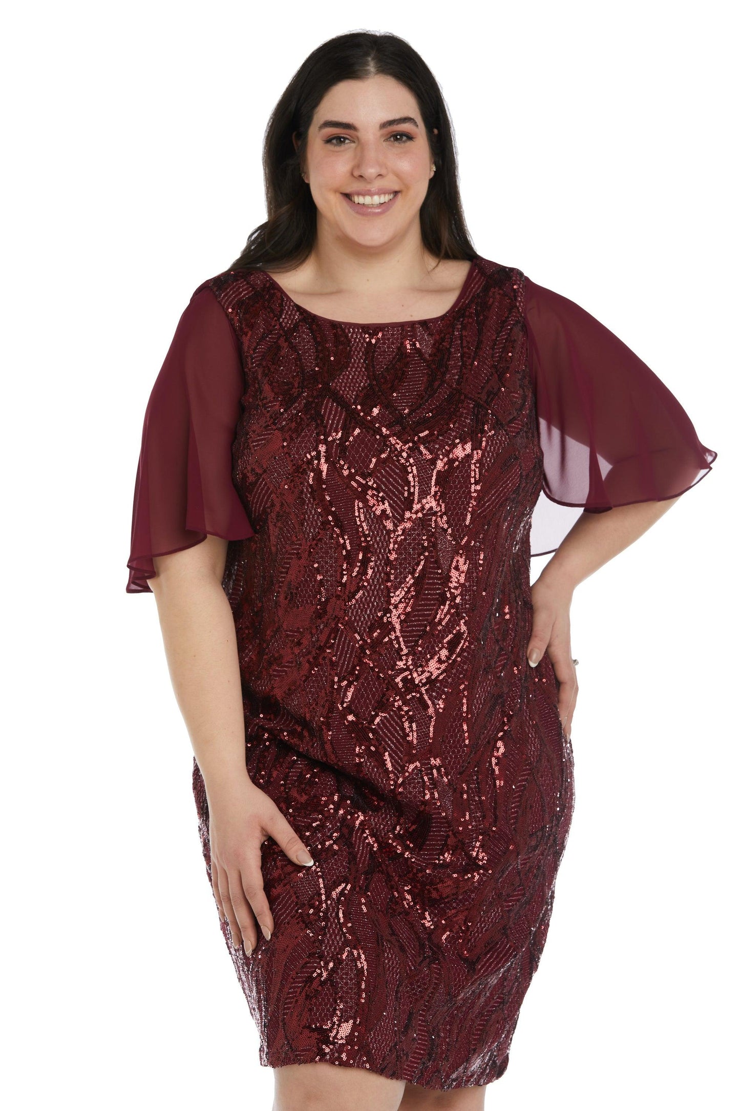 R&M Richards Plus Size Short Capelet Dress 7531W - The Dress Outlet
