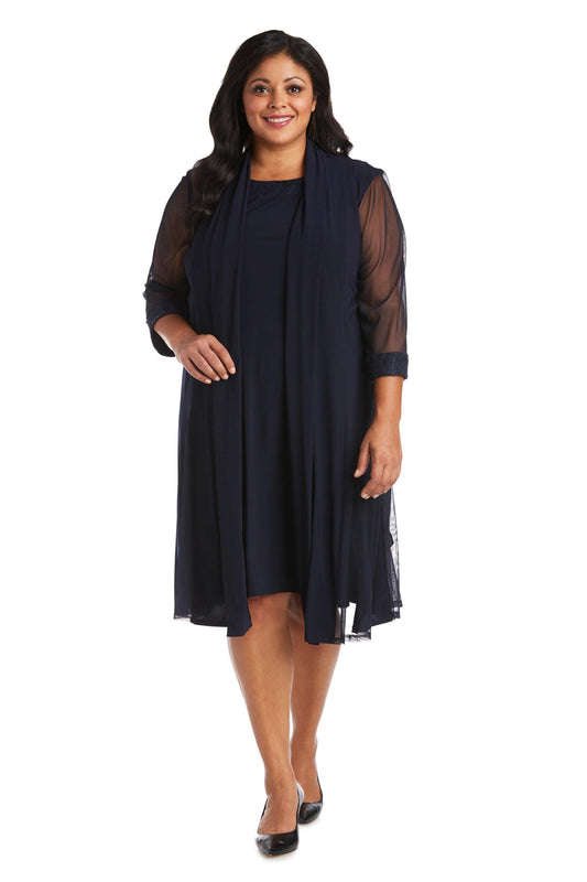 R&M Richards Plus Size Short Jacket Dress Navy