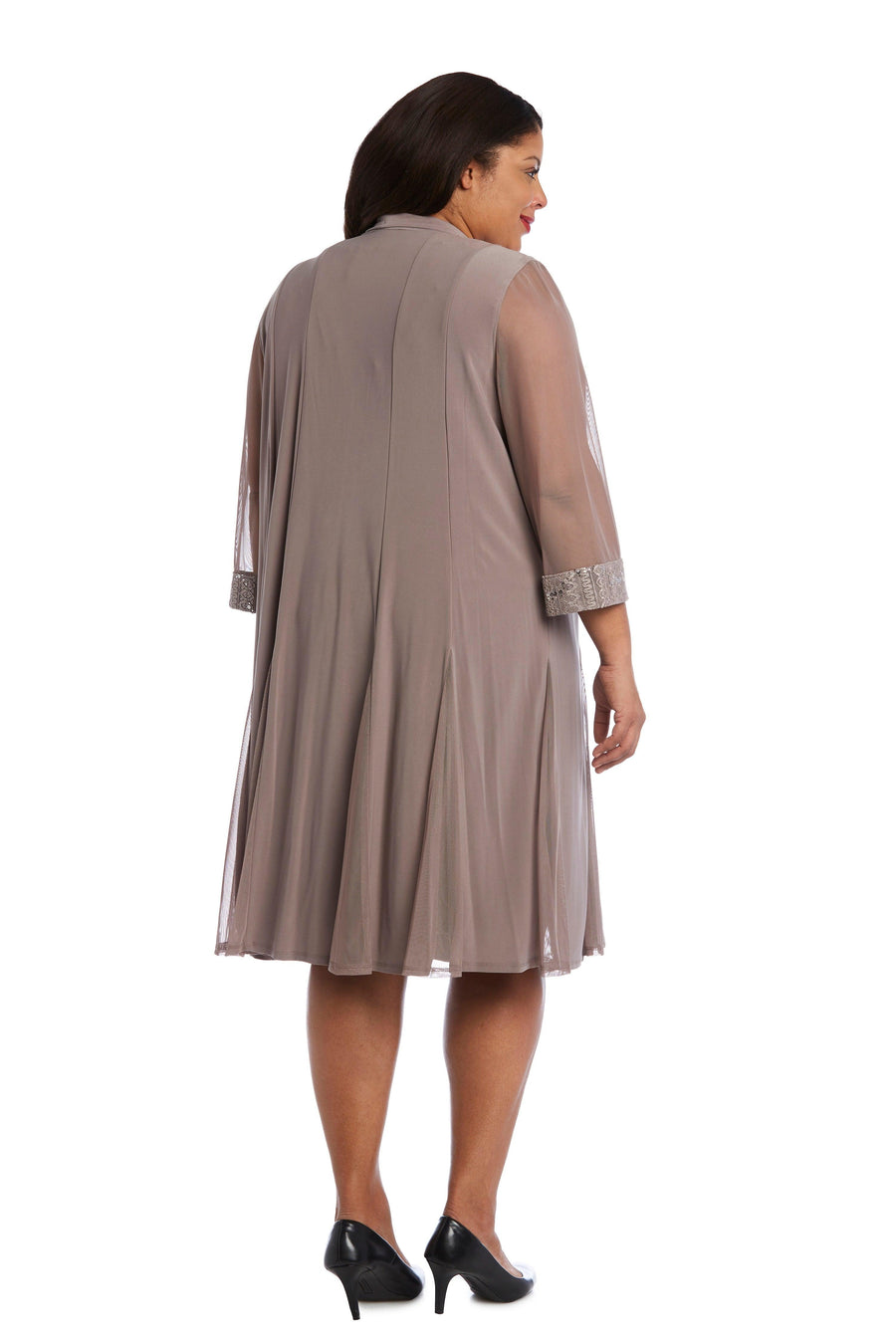 R&M Richards Plus Size Short Jacket Dress Taupe