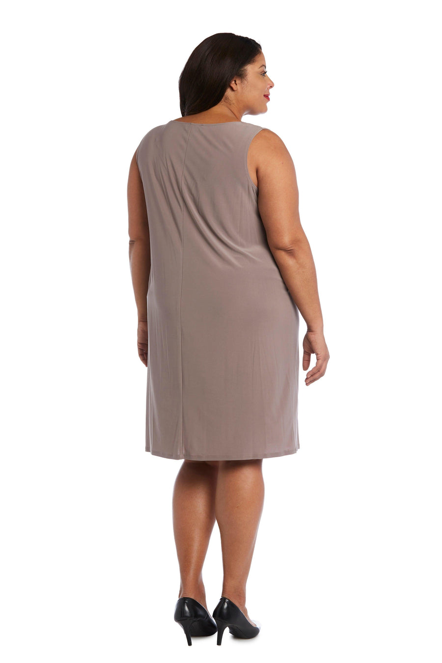 R&M Richards Plus Size Short Jacket Dress Taupe