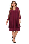 Mother of the Bride Dresses Short Beaded Petite Jacket Dress Merlot