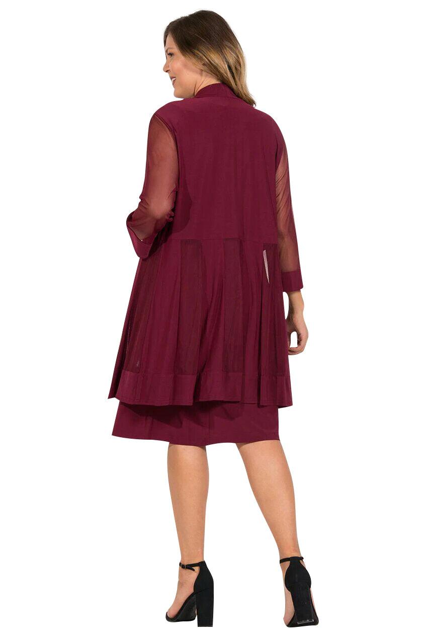 Mother of the Bride Dresses Short Beaded Petite Jacket Dress Merlot