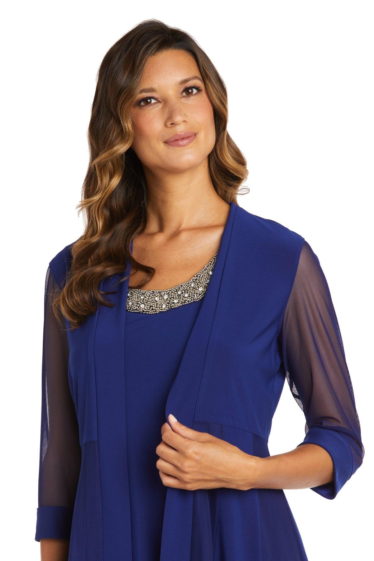 Mother of the Bride Dresses Short Beaded Petite Jacket Dress Royal Blue