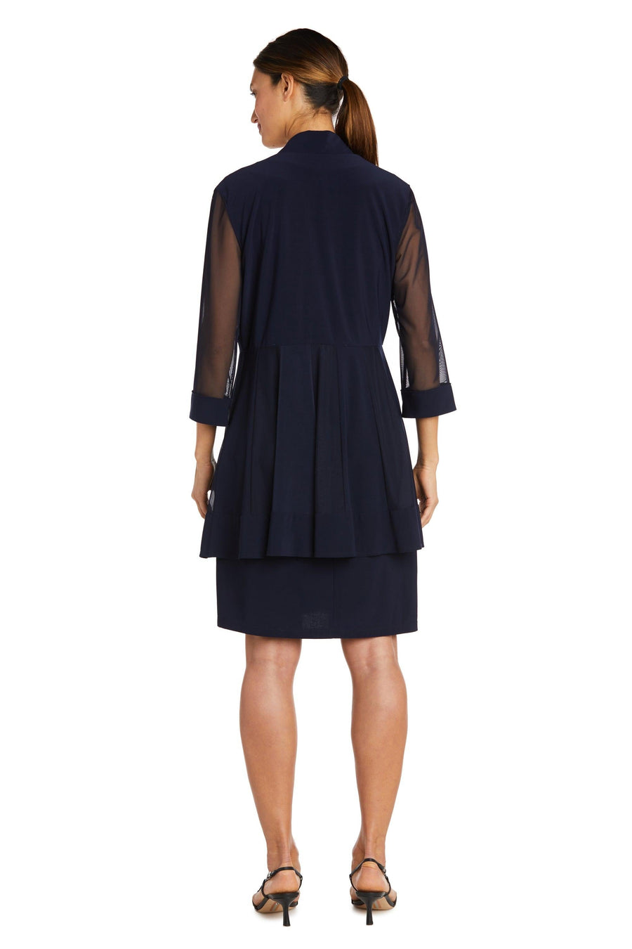 Mother of the Bride Dresses Short Beaded Petite Jacket Dress Navy