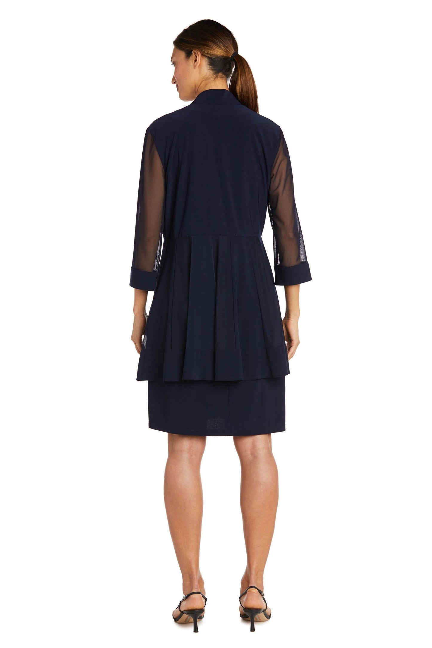 Mother of the Bride Dresses Short Beaded Petite Jacket Dress Navy