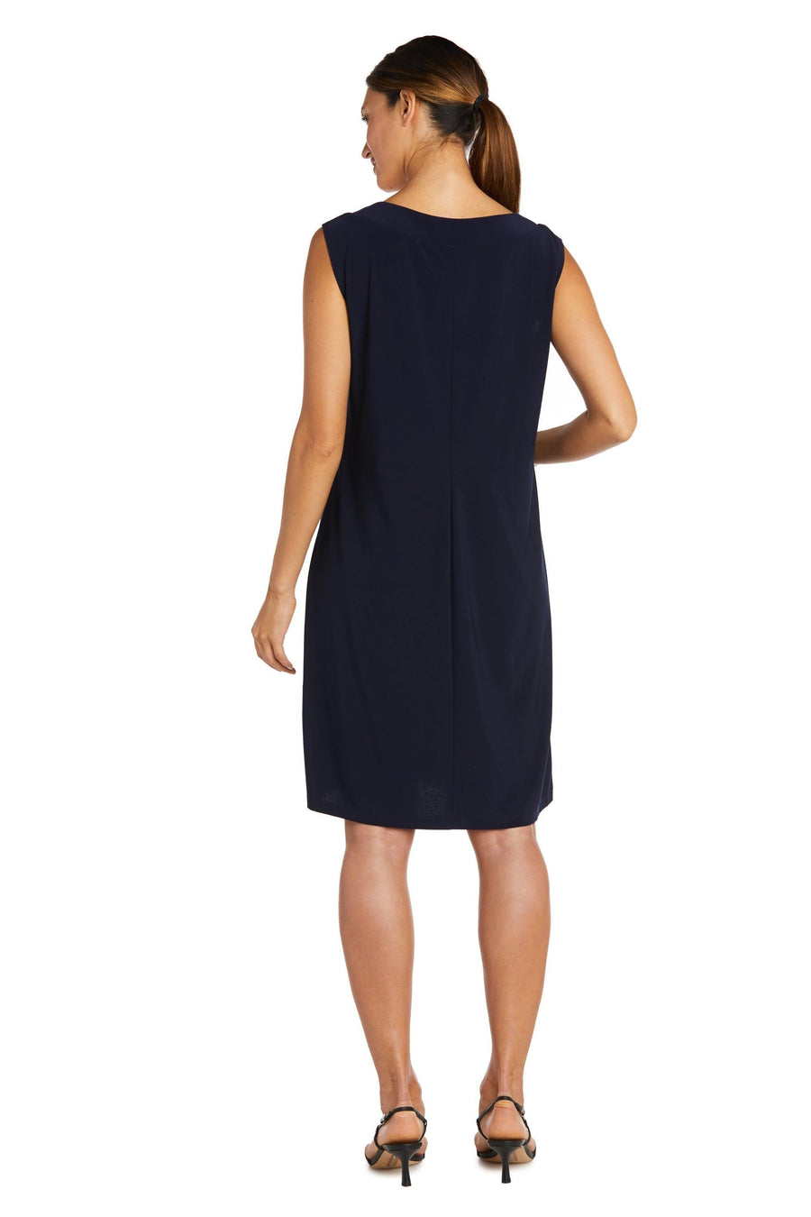 Mother of the Bride Dresses Short Beaded Petite Jacket Dress Navy