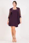 Mother of the Bride Dresses Short Beaded Petite Jacket Dress Plum