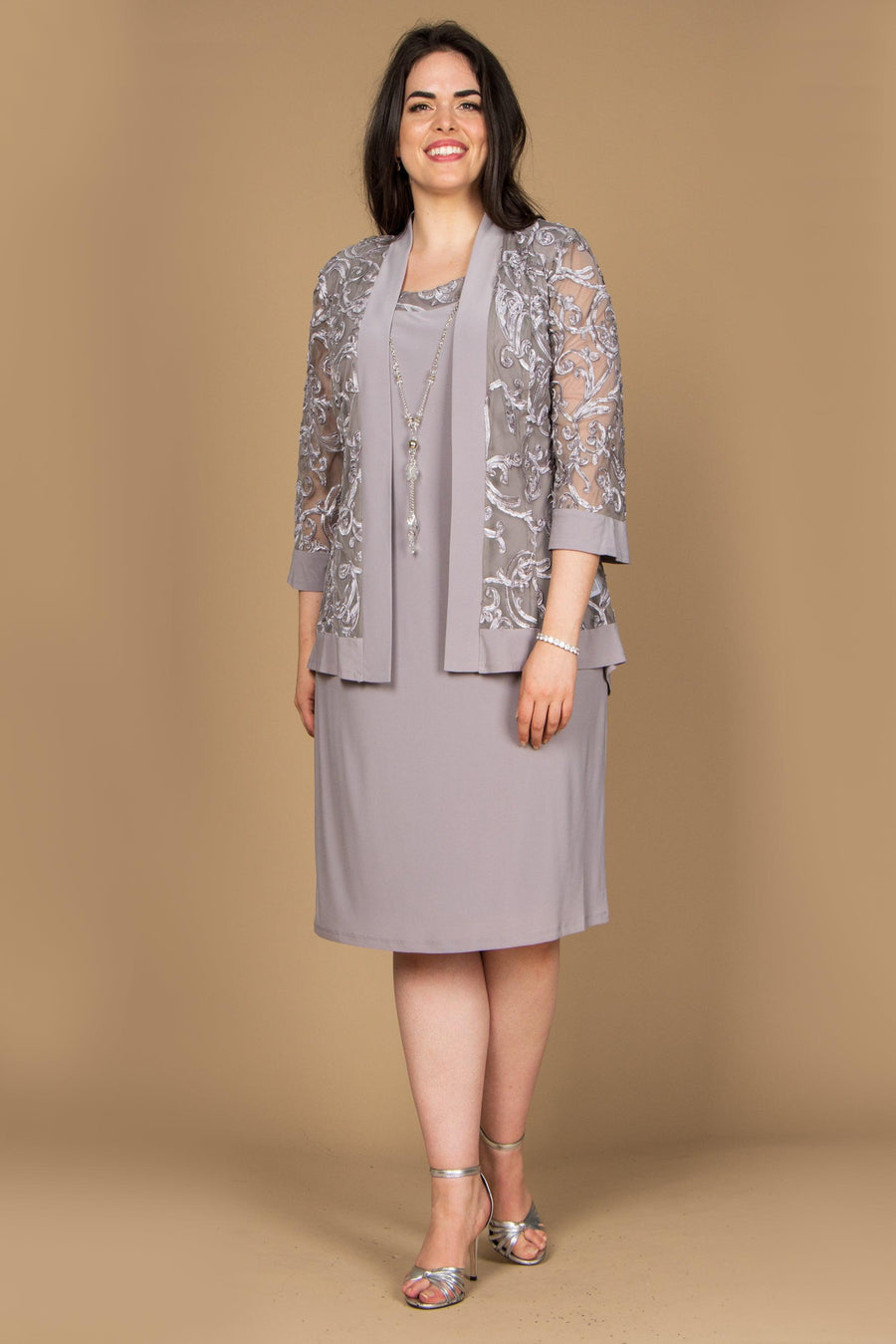 R&M Richards Short Plus Size Jacket Dress 7077W - The Dress Outlet