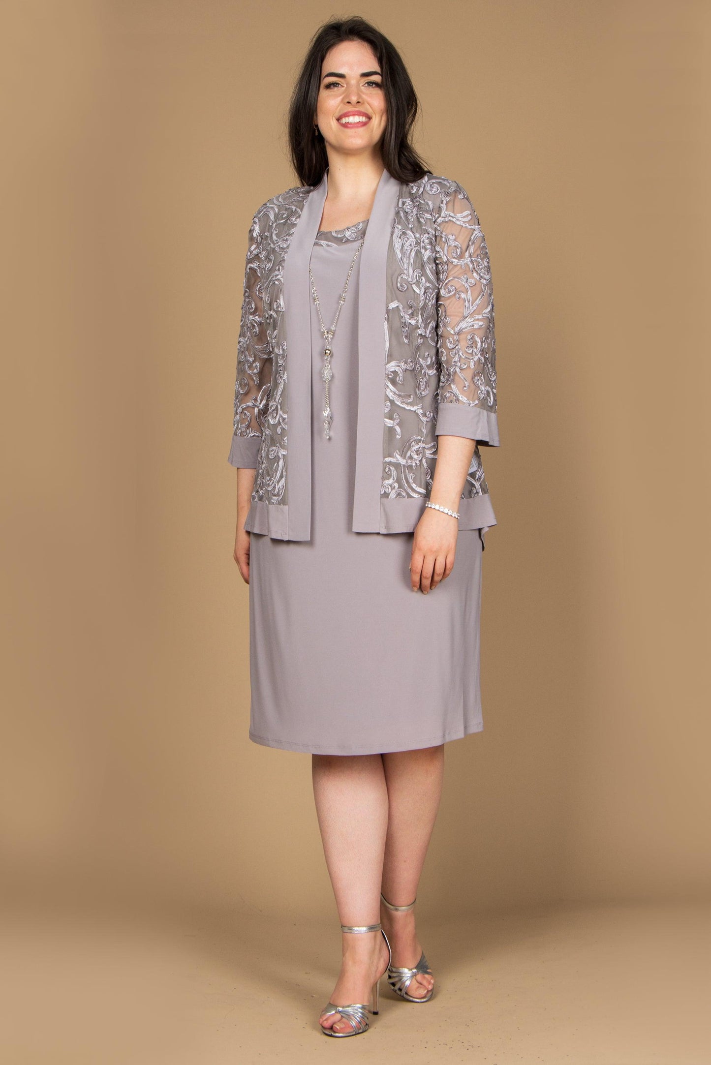 R&M Richards Short Plus Size Jacket Dress 7077W - The Dress Outlet