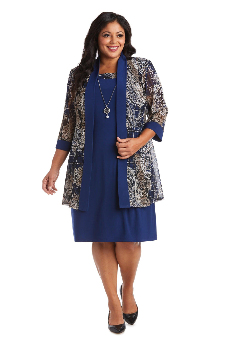 R&M Richards Short Plus Size Jacket Dress 7373W - The Dress Outlet