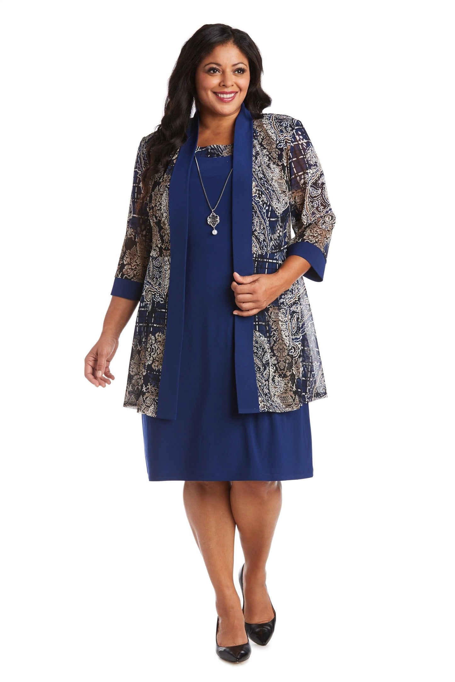 R&M Richards Short Plus Size Jacket Dress 7373W - The Dress Outlet