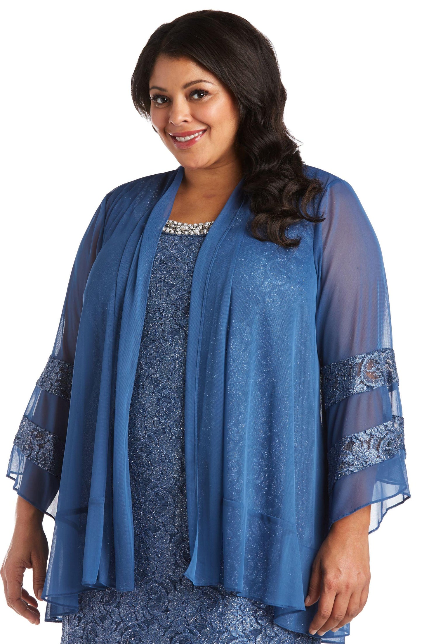 R&M Richards Short Plus Size Mother of the Bride Dress 2421W - The Dress Outlet