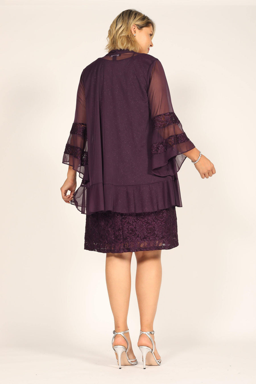 R&M Richards Short Plus Size Mother of the Bride Dress 2421W - The Dress Outlet